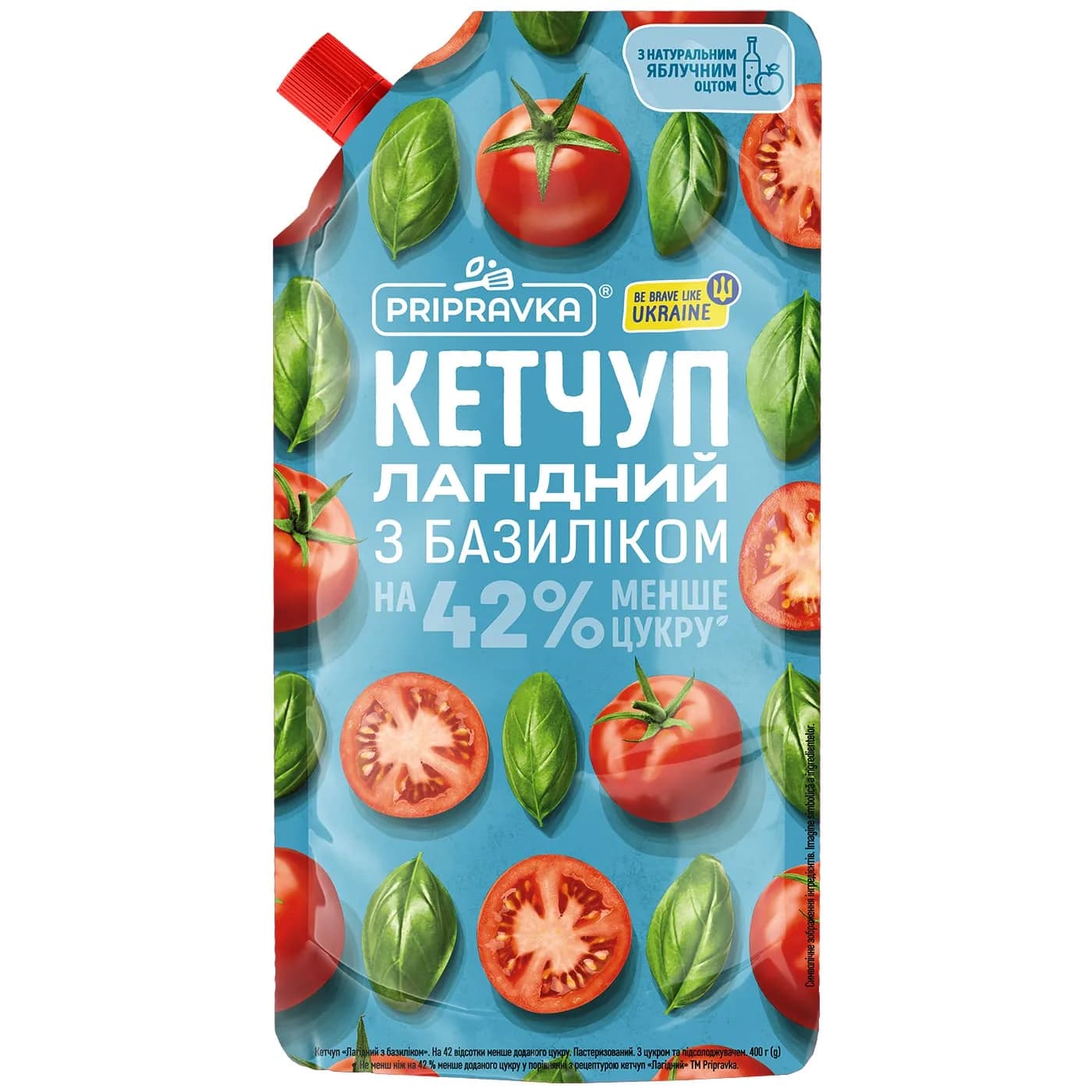 Кетчуп «Нежный с базиликом». На 42 % менше сахара. Pripravka д/п 400г