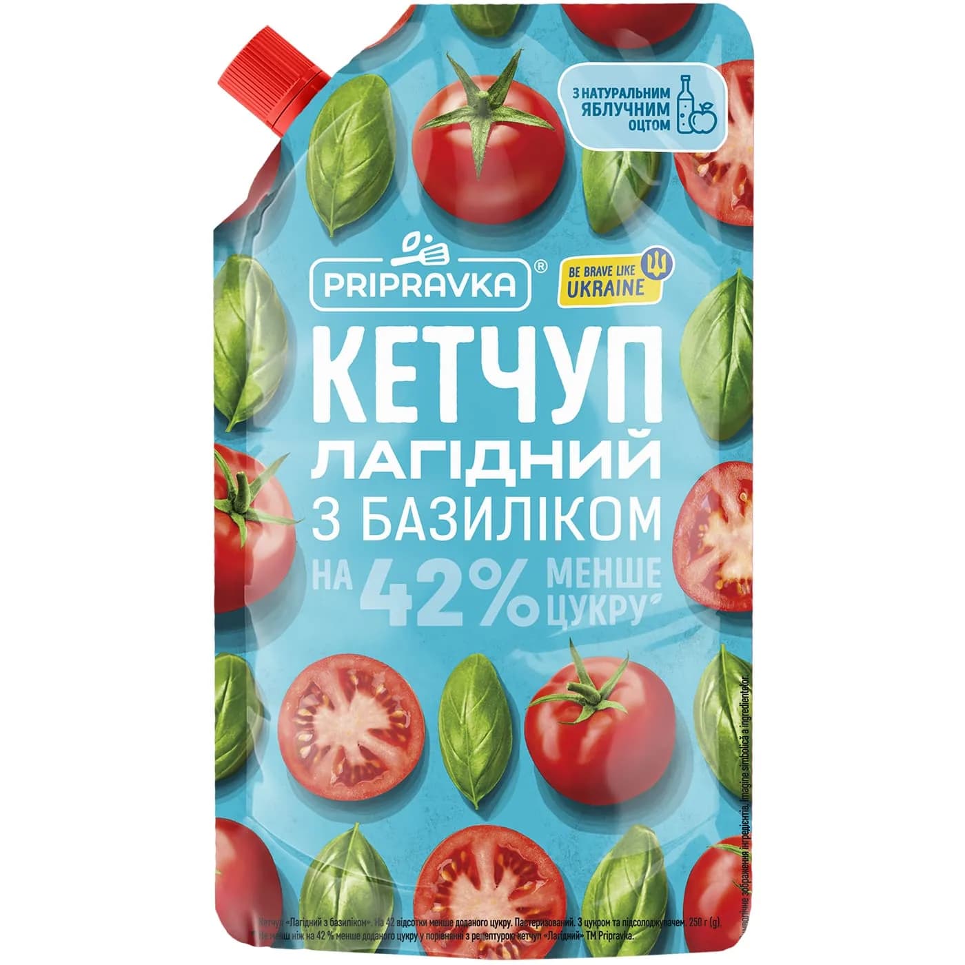 Кетчуп «Нежный с базиликом». На 42 % менше сахара. 250 г. Pripravka д/п 250г.