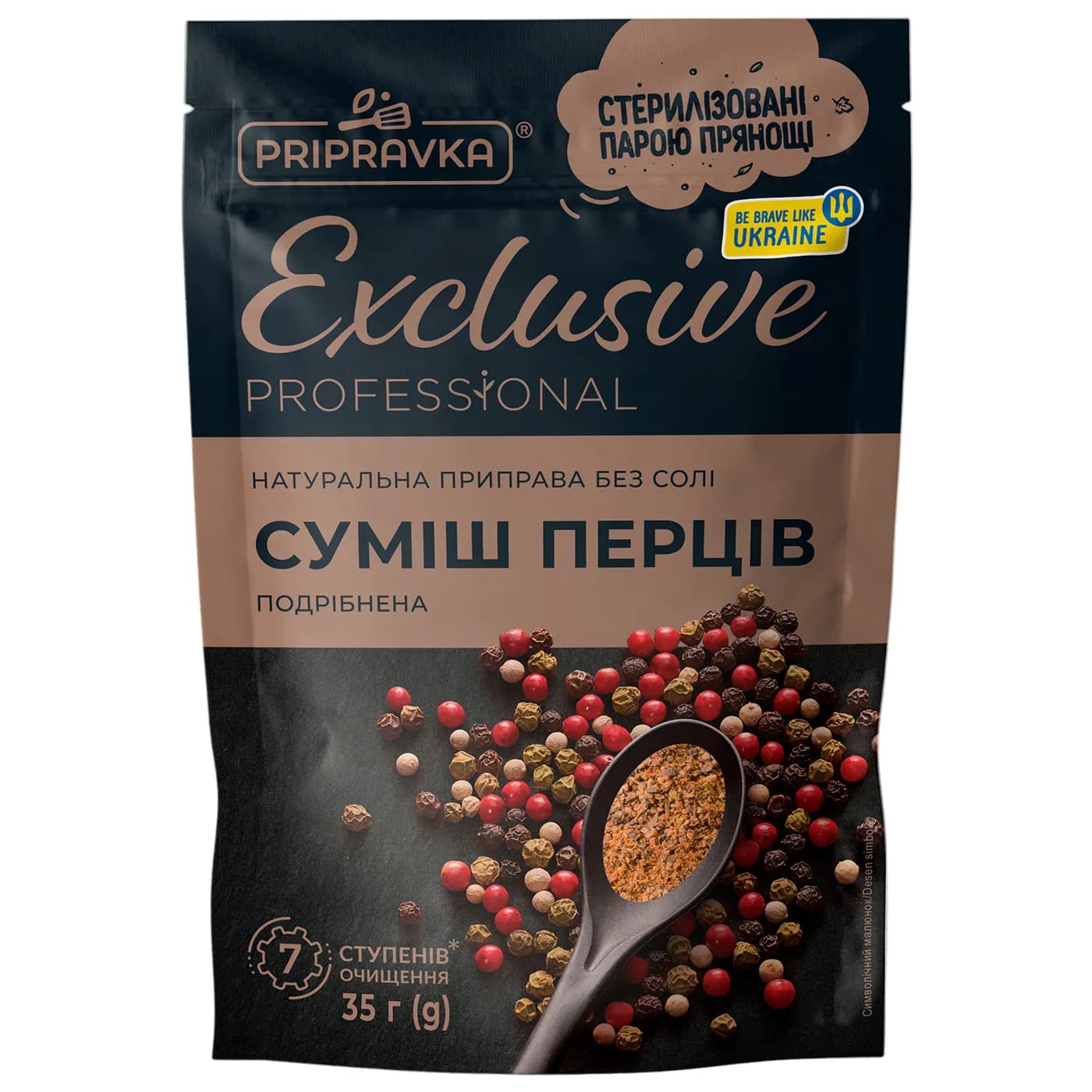 Натуральная приправа без соли Смесь перцев дробленая Exclusive Professional Pripravka д/п 35г