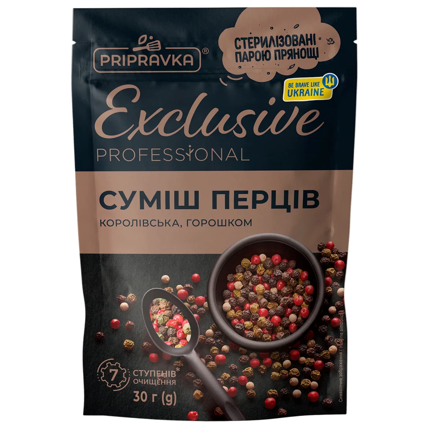 Натуральная приправа без соли Смесь перцев королевская, горошком Exclusive Professional Pripravka д/п 30г